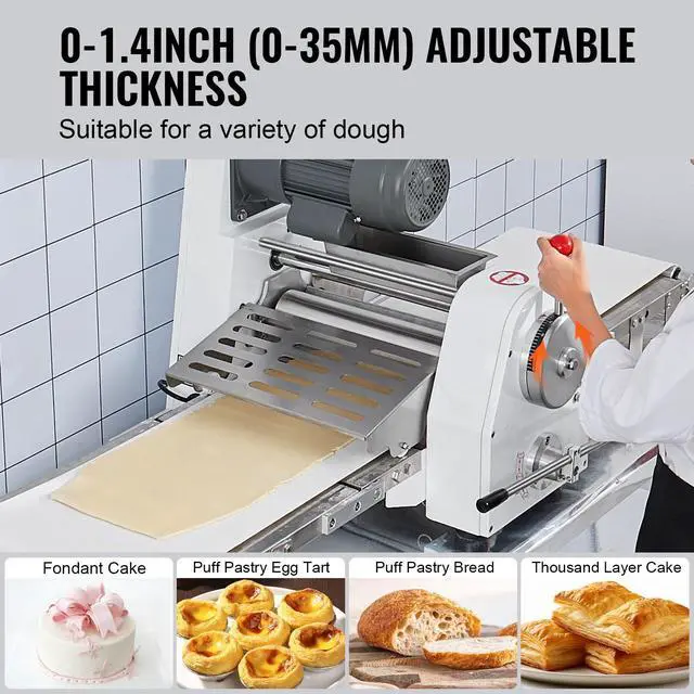 Alt view image 3 of 7 - Commercial Dough Sheeter Machine, 15.7-Inch Reversible Puff Pastry Sheeter and Fondant Roller, Electric Dough Roller 0-1.4" Adjustable Thickness, Folding Dough Sheeter for Bakeries, Pastries