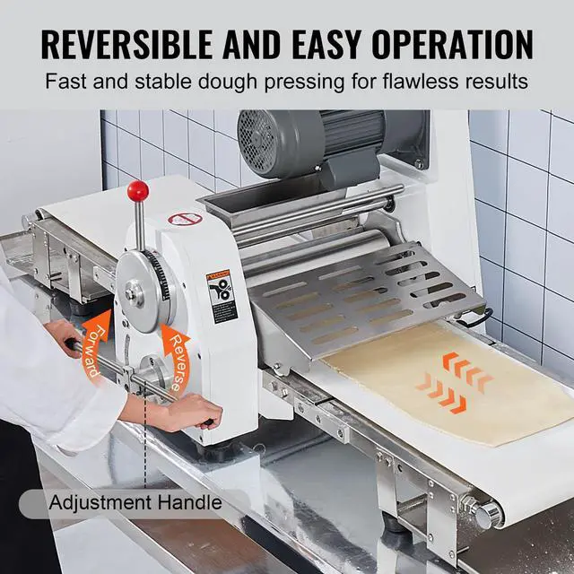 Alt view image 4 of 7 - Commercial Dough Sheeter Machine, 15.7-Inch Reversible Puff Pastry Sheeter and Fondant Roller, Electric Dough Roller 0-1.4" Adjustable Thickness, Folding Dough Sheeter for Bakeries, Pastries
