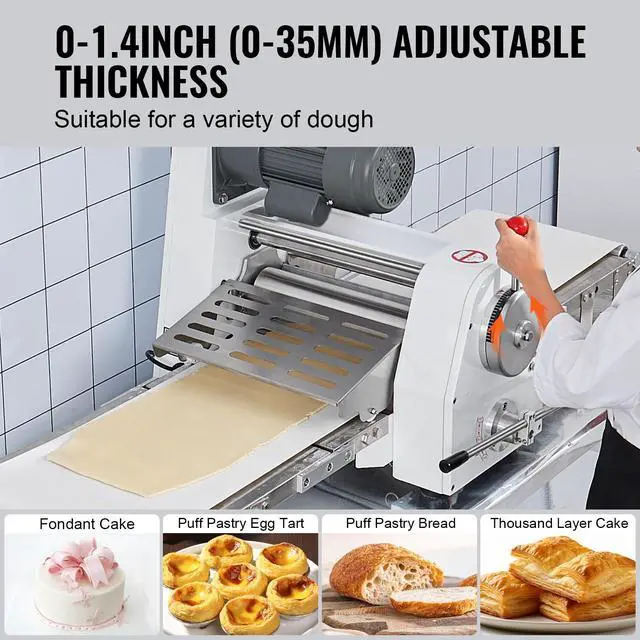 Alt view image 3 of 7 - Commercial Dough Sheeter Machine, 19.7-Inch Reversible Puff Pastry Sheeter and Fondant Roller, Electric Dough Roller 0-1.4" Adjustable Thickness, Folding Dough Sheeter for Bakeries, Pastries