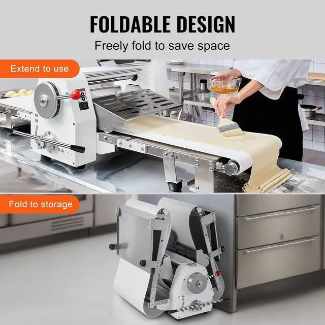 Alt view image 5 of 7 - Commercial Dough Sheeter Machine, 19.7-Inch Reversible Puff Pastry Sheeter and Fondant Roller, Electric Dough Roller 0-1.4" Adjustable Thickness, Folding Dough Sheeter for Bakeries, Pastries