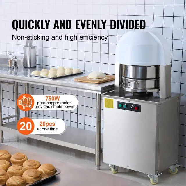Alt view image 2 of 7 - Electric Dough Divider Rounder, 20PCS Automatic Dough Ball Cutting Making Machine, 2.12oz - 9.17oz Equal Dough Cutter with Pure Copper Motor and 304 Stainless Steel Tray, for Bakery, Restaurant