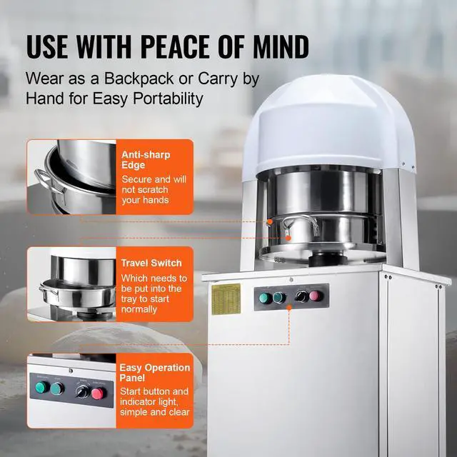 Alt view image 5 of 7 - Electric Dough Divider Rounder, 20PCS Automatic Dough Ball Cutting Making Machine, 2.12oz - 9.17oz Equal Dough Cutter with Pure Copper Motor and 304 Stainless Steel Tray, for Bakery, Restaurant