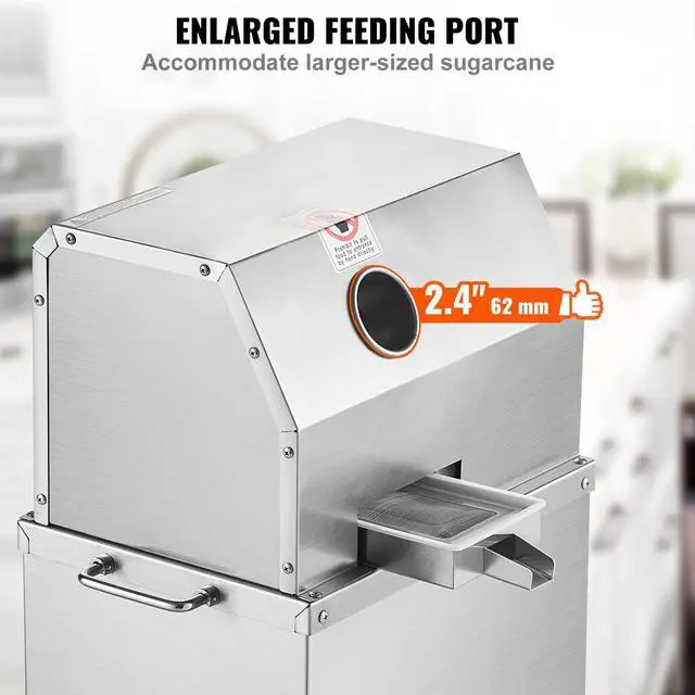 Alt view image 10 of 14 - VEVOR Electric Sugar Cane Juicer, 800W Sugarcane Juicer Machine with 661LBS/H High Output, 3 Stainless Steel Rollers, 2.4" Large Inlet, Sugarcane Juice Extractor Squeezer on Wheels for Home/Commercial