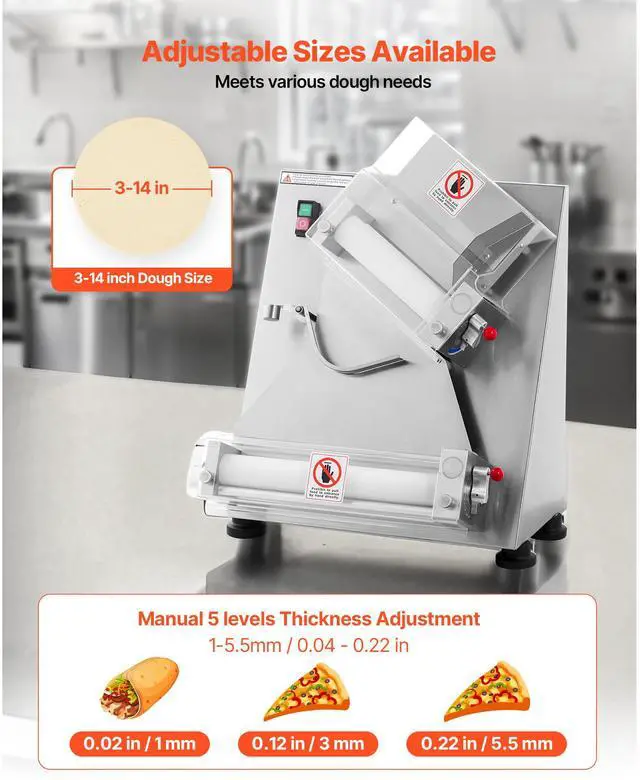 Alt view image 4 of 8 - 14 Inch Pizza Dough Roller Sheeter Automatic Commercial Pizza Dough Press 370W