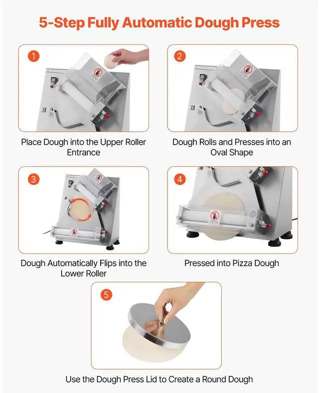 Alt view image 5 of 8 - 14 Inch Pizza Dough Roller Sheeter Automatic Commercial Pizza Dough Press 370W