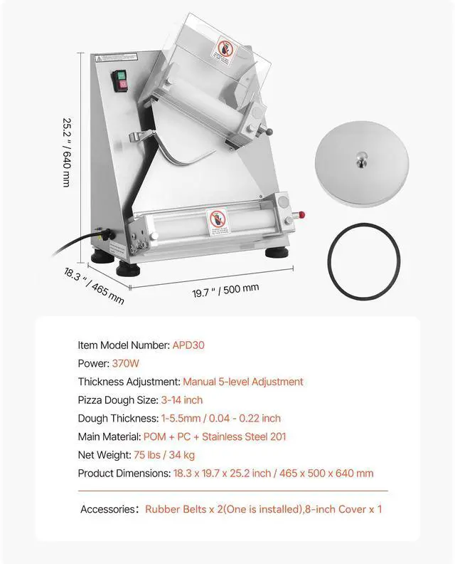 Alt view image 8 of 8 - 14 Inch Pizza Dough Roller Sheeter Automatic Commercial Pizza Dough Press 370W