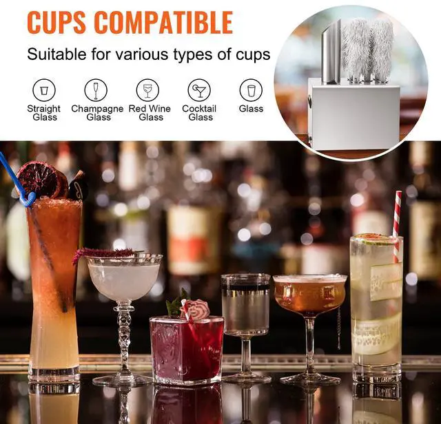 Alt view image 4 of 8 - Wine Glass Polisher 5-Brush Polishing Machine 330Cups/H for Bar Restaurant