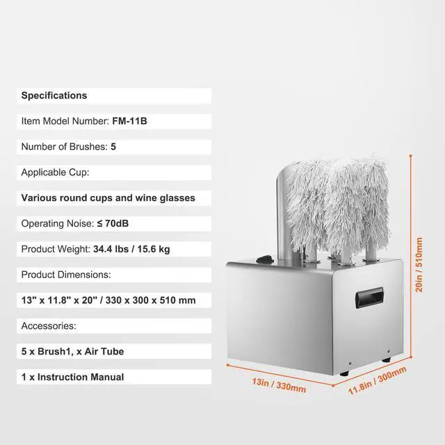Alt view image 8 of 8 - Wine Glass Polisher 5-Brush Polishing Machine 330Cups/H for Bar Restaurant