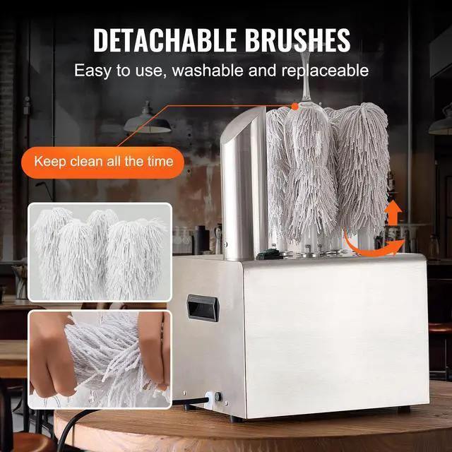 Alt view image 6 of 8 - Wine Glass Polisher 5-Brush Polishing Machine 330Cups/H for Bar Restaurant