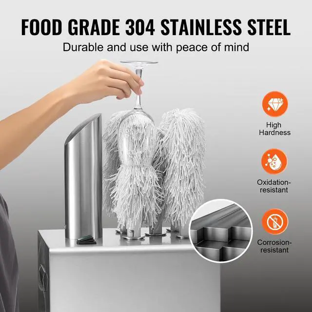 Alt view image 7 of 8 - Wine Glass Polisher 5-Brush Polishing Machine 330Cups/H for Bar Restaurant