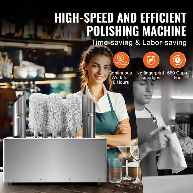 Alt view image 2 of 7 - Wine Glass Polisher Machine, 8-Brush Glass Polishing Machine, 660 Cups/Hour Electric Commercial Glass Polisher for Champagne Glasses, Beer Cups, Mugs, Perfect for Bar Restaurant Kitchen