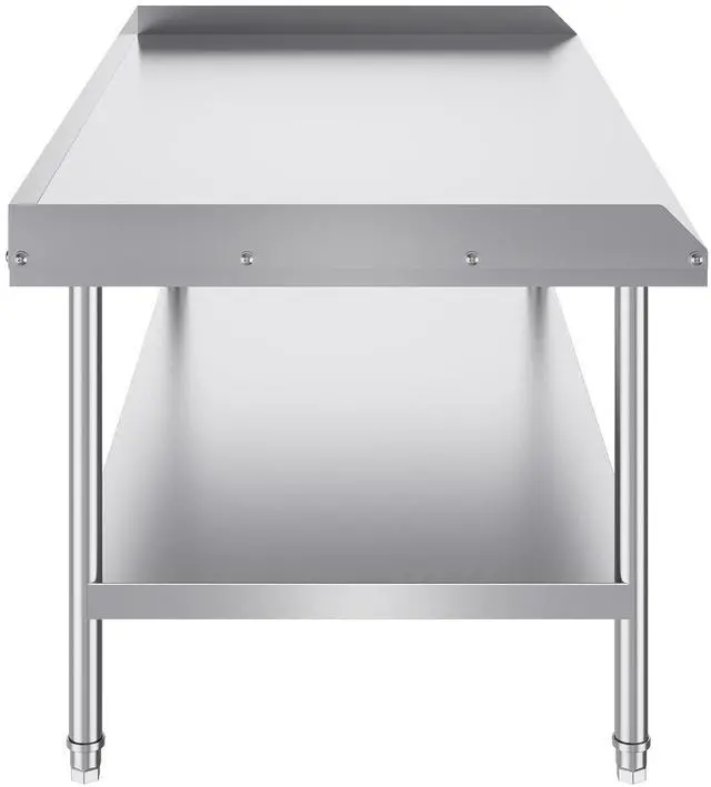 Alt view image 8 of 14 - VEVOR  Stainless Steel Work Table, 30 x 60 x 26 Inch Commercial Food Prep Worktable, 3-Sided Backsplash Heavy Duty Prep Worktable, Metal Work Table with Adjustable Height for Restaurant Home Hotel