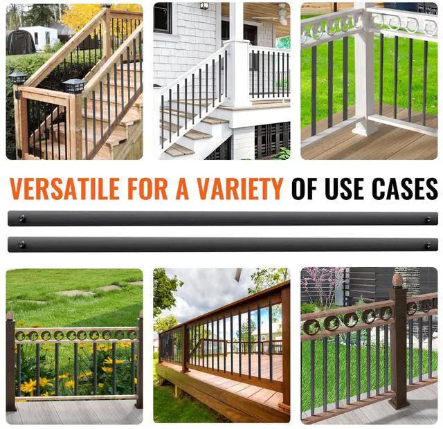 Alt view image 8 of 9 - VEVOR Staircase Metal Balusters, 32.28'' x 1'' Flat Aluminum Alloy Decorative Banister Spindles, 51 Pack Deck Baluster with Screws, Classic Hollow Deck Railing Satin Black Powder Coated for Porch