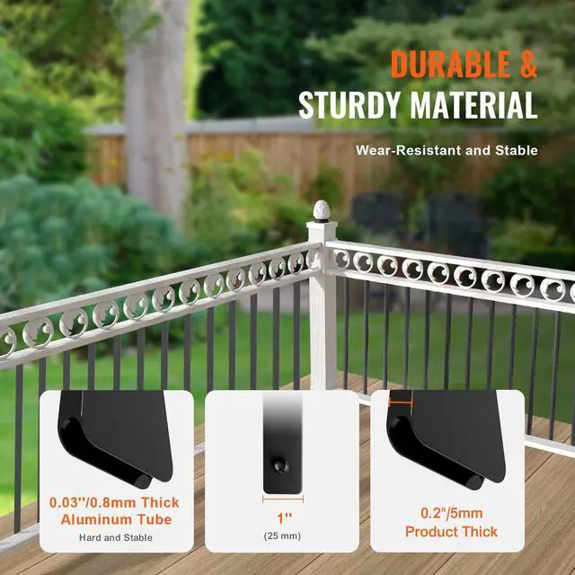 Alt view image 4 of 9 - VEVOR Staircase Metal Balusters, 32.28'' x 1'' Flat Aluminum Alloy Decorative Banister Spindles, 51 Pack Deck Baluster with Screws, Classic Hollow Deck Railing Satin Black Powder Coated for Porch