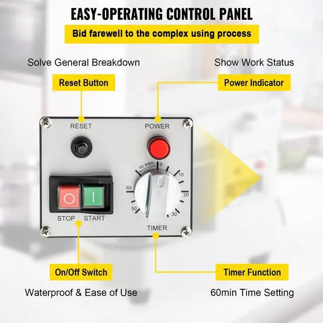 Alt view image 10 of 12 - VEVOR Commercial Food Mixer, 7.3Qt Capacity, 450W Dual Rotating Dough Kneading Machine with Food-grade Stainless Steel Bowl, Security Shield & Timer Included, Baking Equipment for Restaurant Pizzeria