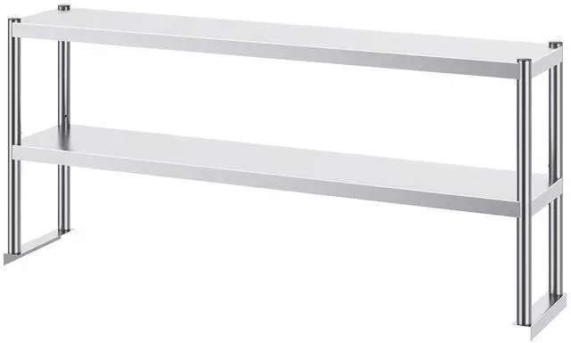 Alt view image 3 of 9 - VEVOR Double Overshelf, Double Tier Stainless Steel Overshelf, 12 x 60 Inch Double Deck Overshelf, Height Adjustable Overshelf Prep Work Table for Kitchen, Restaurant and Workshop