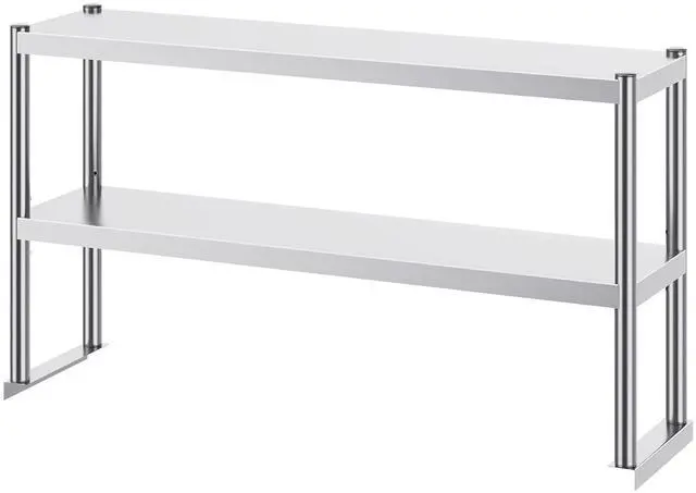 Alt view image 8 of 14 - VEVOR Double Overshelf, Double Tier Stainless Steel Overshelf, 12 x 48 Inch Double Deck Overshelf, Height Adjustable Overshelf Prep Work Table for Kitchen, Restaurant and Workshop