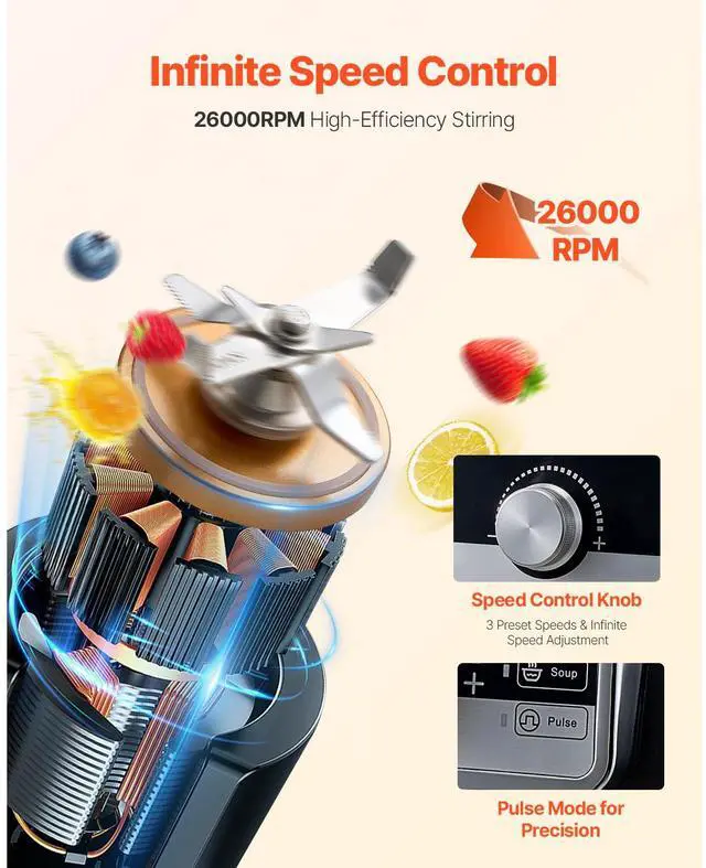 Alt view image 2 of 7 - Blender for Smoothies, 135 oz 1400W, Professional Blender with Powerful Motor, Multi-Functional Food Processing Blender with Noise Cover for Smoothie/Milkshake/Juice, Fits for Kitchen