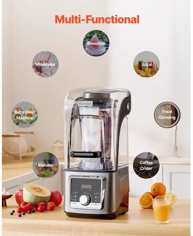 Alt view image 4 of 7 - Blender for Smoothies, 135 oz 1400W, Professional Blender with Powerful Motor, Multi-Functional Food Processing Blender with Noise Cover for Smoothie/Milkshake/Juice, Fits for Kitchen