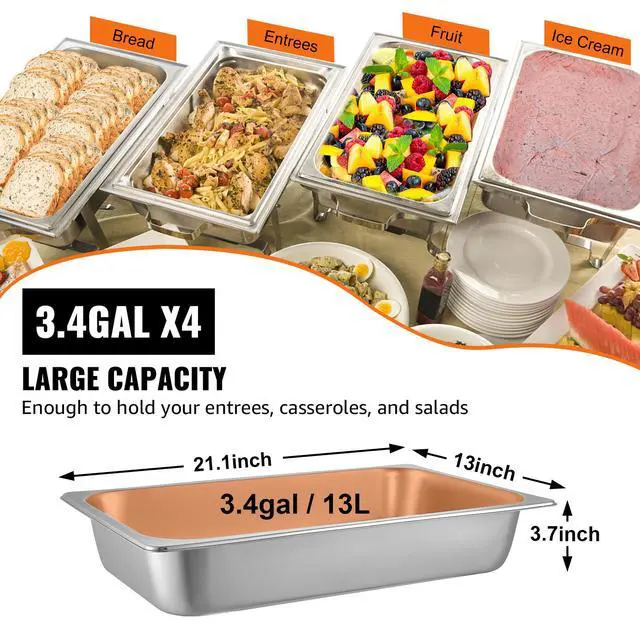 Alt view image 4 of 7 - 4 Pack Steam Table Pans 20.9 x 12.8 x 3.9 Inch Deep Steam Table Pan Full Size 13L Deep Food Container Stainless Steel Oven Tray Hotel Pans Anti-Jam Steam Table Food Pan