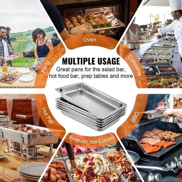 Alt view image 6 of 7 - 6 Pack Steam Table Pans 20.9 x 12.8 x 2.6 Inch Deep Steam Table Pan Full Size 8.5L Deep Food Container Stainless Steel Oven Tray Hotel Pans Anti-Jam Steam Table Food Pan