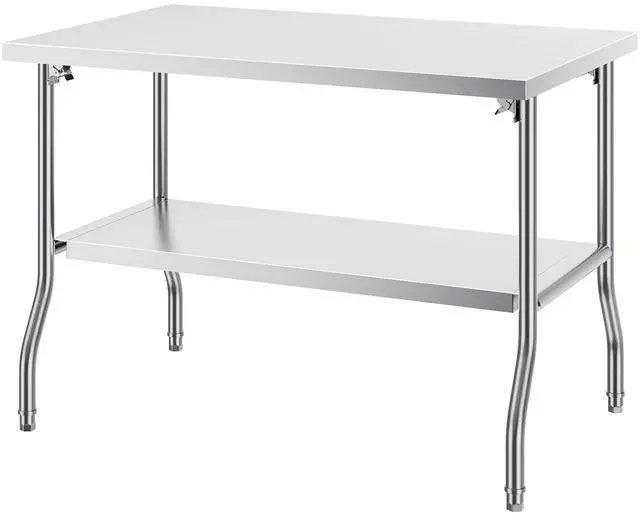 Main image of Folding Commercial Prep Table, 48 x 30 Inch Commercial Worktable Workstation with Undershelf, Heavy-duty Stainless Steel Folding Table with 300 lbs Load, for Home Kitchen Restaurant Garage