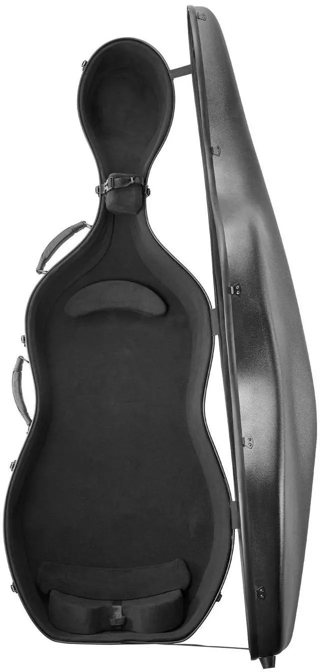 Alt view image 2 of 8 - VEVOR 4/4 Full Size Cello Case, Composite Carbon Fiber, Lightweight Portable Travel Carrying Bag, with Plush Lining, Dual Shoulder Straps, Anti-Scratch, Professional Cello-Shape, for Cello, Black