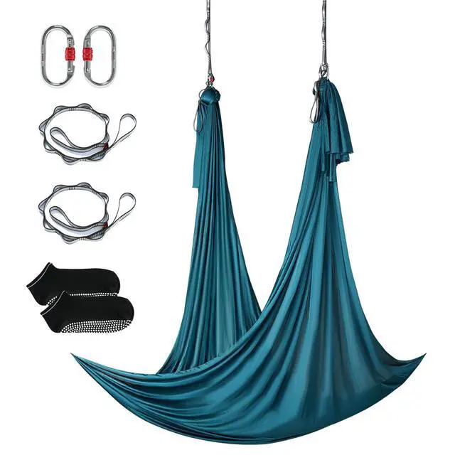 Alt view image 3 of 9 - VEVOR Aerial Yoga Hammock & Swing, 5.5 Yards, Aerial Yoga Starter Kit with 100gsm Nylon Fabric, Full Rigging Hardware & Easy Set-up Guide, Antigravity Flying for All Levels Fitness Bodybuilding, Green