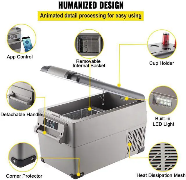Alt view image 5 of 7 - Portable Refrigerator 37 Quart(35 Liter),12 Volt Refrigerator App Control(-4~68), Car Refrigerator Dual Zone with 12/24v DC & 110-240v AC for Camping, Travel, Fishing, Outdoor or Home Use