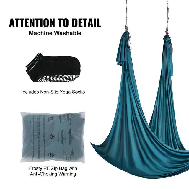 Alt view image 8 of 9 - VEVOR Aerial Yoga Hammock & Swing, 5.5 Yards, Aerial Yoga Starter Kit with 100gsm Nylon Fabric, Full Rigging Hardware & Easy Set-up Guide, Antigravity Flying for All Levels Fitness Bodybuilding, Green