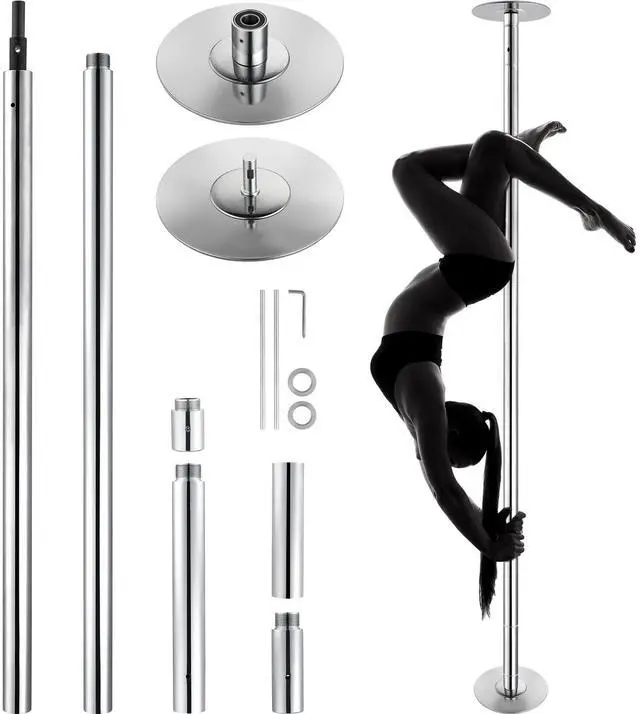 Alt view image 2 of 8 - VEVOR Professional Dancing Pole, Spinning Static Dancing Pole Kit, Portable Removable Pole, 45mm Heavy-Duty Stainless Steel Pole, Height Adjustable Fitness Pole, for Exercise Home Club Gym, Silver