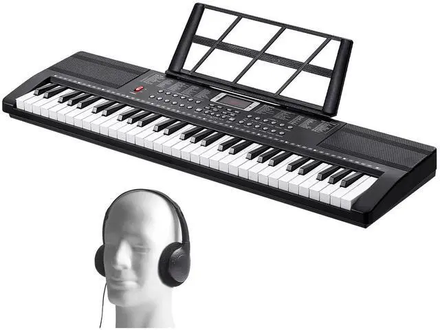 Alt view image 2 of 8 - VEVOR 61 Key Digital Keyboard Piano, 200 Tones 200 Rhythms, Electric Portable Piano Keyboard Kit with 60 Demo Songs Built-In Dual Speakers Headphones, Piano Stickers for Beginners Learning