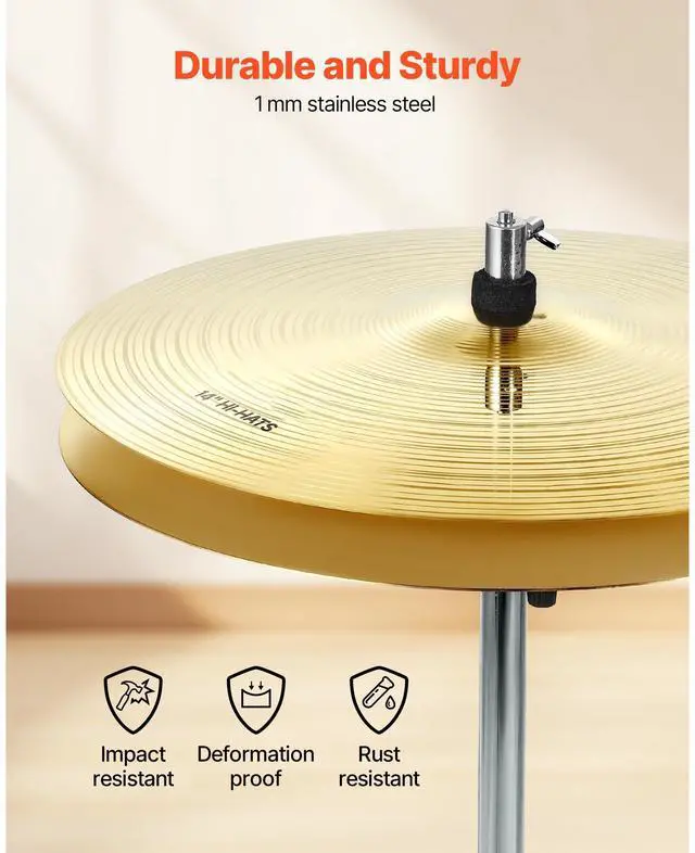 Alt view image 6 of 8 - VEVOR Cymbal Pack, 6 Pieces Cymbals for Drum Set, Alloy Cymbals Drum Set Includes 14-inch Hi-Hats, 16-inch Crash, 18-inch Crash, 20-inch Ride, 10-inch Splash, 16-inch China, Drumsticks & Cymbal Bag