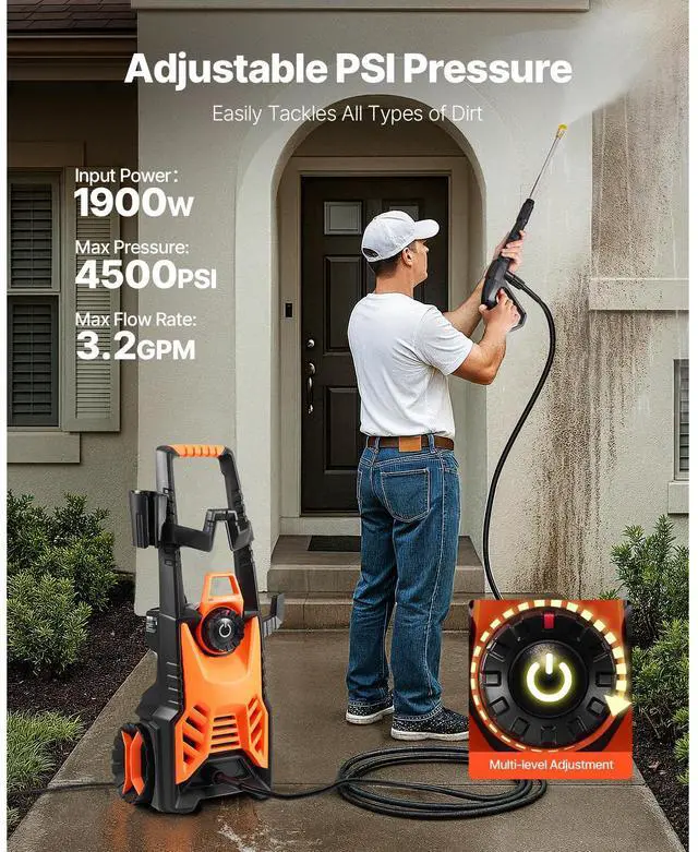 Alt view image 3 of 8 - Electric Pressure Washer Max 4500 PSI 3.2 GPM With Pressure Adjustment