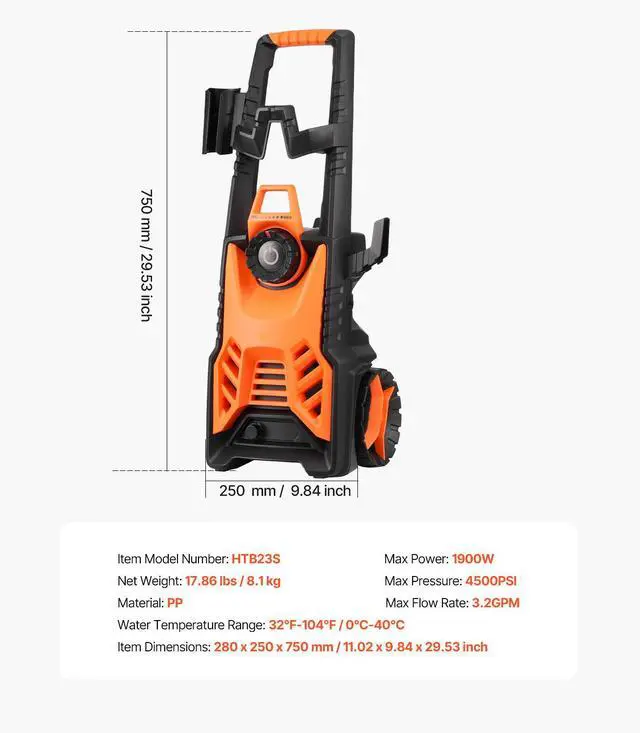 Alt view image 8 of 8 - Electric Pressure Washer Max 4500 PSI 3.2 GPM With Pressure Adjustment