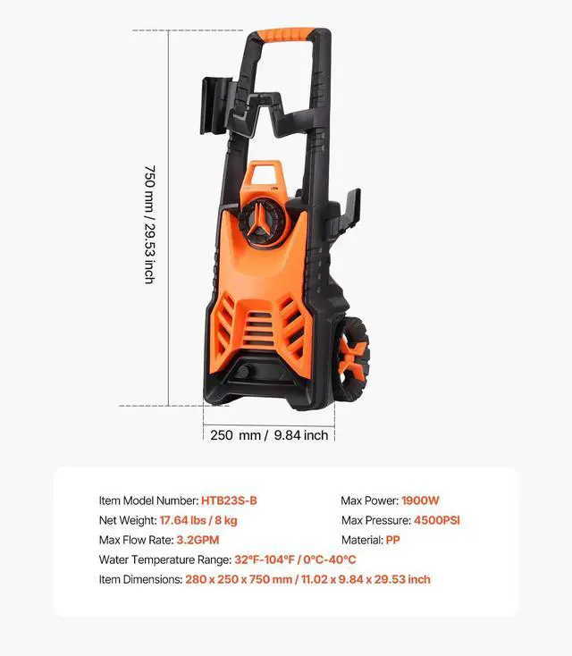 Alt view image 8 of 8 - Electric Pressure Washer Max 4500 PSI 3.2 GPM with Nozzles & Foam Cannon