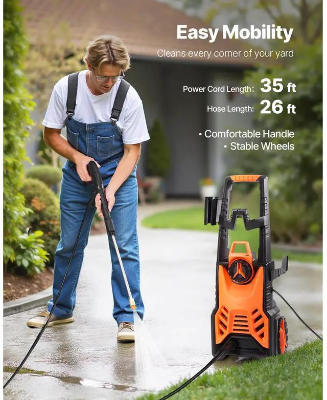Alt view image 4 of 8 - Electric Pressure Washer Max 4500 PSI 3.2 GPM with Nozzles & Foam Cannon