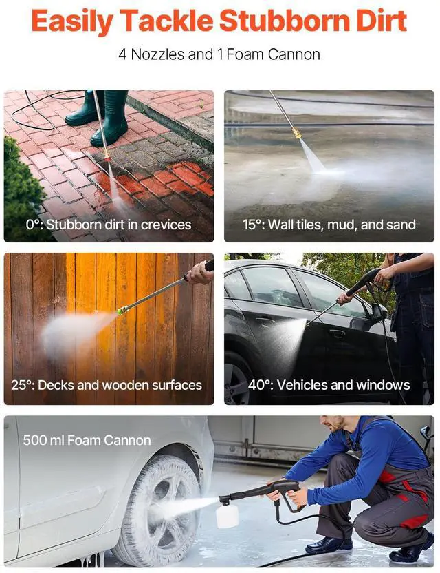 Alt view image 5 of 8 - Electric Pressure Washer Max 4500 PSI 3.2 GPM with Nozzles & Foam Cannon