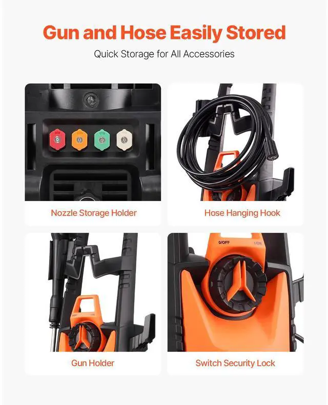 Alt view image 7 of 8 - Electric Pressure Washer Max 4500 PSI 3.2 GPM with Nozzles & Foam Cannon