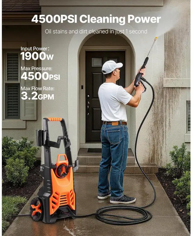 Alt view image 3 of 8 - Electric Pressure Washer Max 4500 PSI 3.2 GPM with Nozzles & Foam Cannon