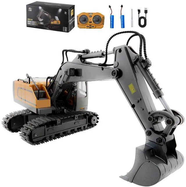 Alt view image 8 of 14 - VEVOR Remote Control Excavator Toy 11 Channel 1:20 Scale RC Excavator Digger for Kids