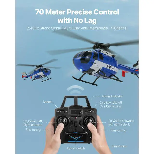 Alt view image 7 of 8 - RC Helicopter 4 Channel Remote Control Aircraft Toy 6-Axis Gyro Kids Present