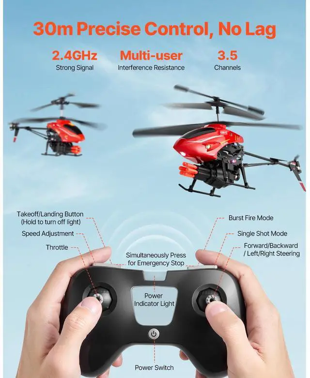 Alt view image 13 of 14 - RC Helicopter 3.5 Channel Remote Control Aircraft Toy Shooting Mode Kids Present