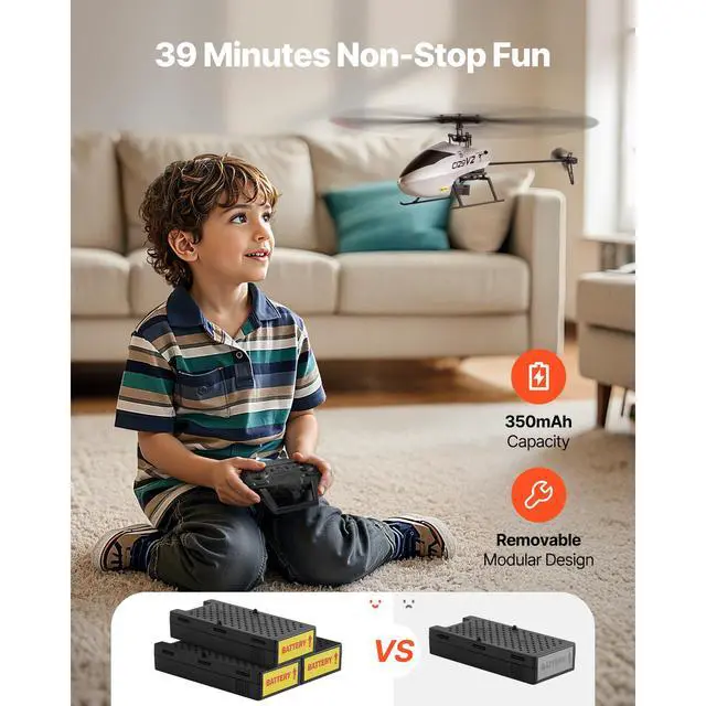 Alt view image 11 of 14 - RC Helicopter 4 Channel Remote Control Aircraft Toy 39 Min Flight Kids Present