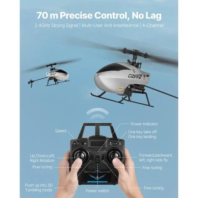Alt view image 13 of 14 - RC Helicopter 4 Channel Remote Control Aircraft Toy 39 Min Flight Kids Present