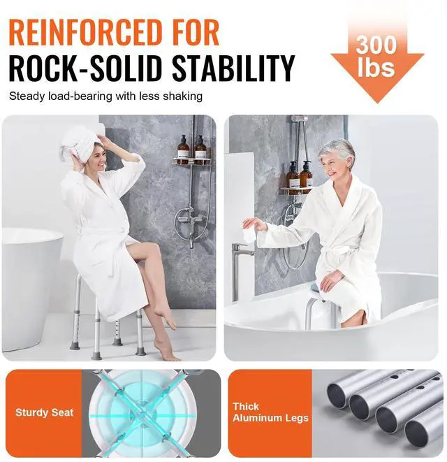 Alt view image 5 of 9 - VEVOR Shower Chair for Inside Shower, 360 Degree Swivel Shower Seat, Adjustable Height Shower Stool, Non-Slip Bench Bathtub Seat Stool for Elderly Disabled Adults Handicap, 300 lbs Capacity