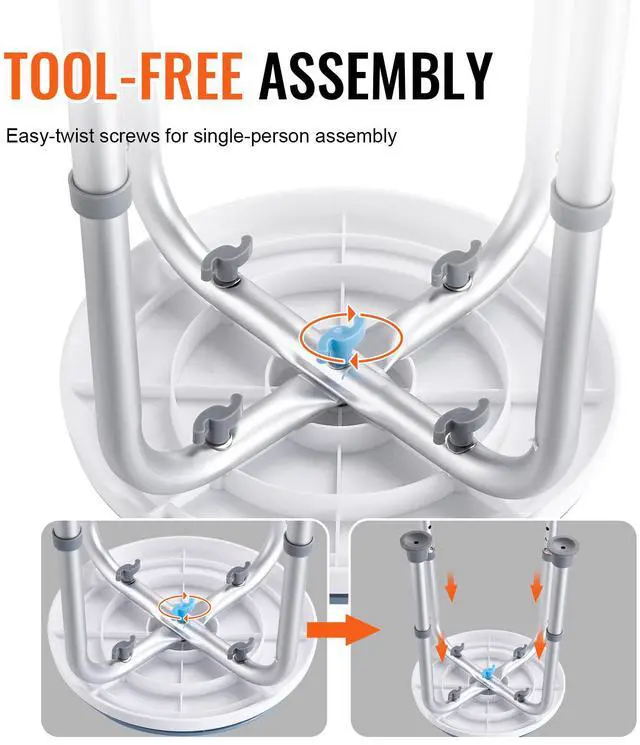 Alt view image 9 of 9 - VEVOR Shower Chair for Inside Shower, 360 Degree Swivel Shower Seat, Adjustable Height Shower Stool, Non-Slip Bench Bathtub Seat Stool for Elderly Disabled Adults Handicap, 300 lbs Capacity