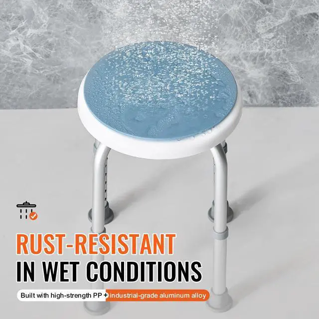 Alt view image 7 of 9 - VEVOR Shower Chair for Inside Shower, 360 Degree Swivel Shower Seat, Adjustable Height Shower Stool, Non-Slip Bench Bathtub Seat Stool for Elderly Disabled Adults Handicap, 300 lbs Capacity