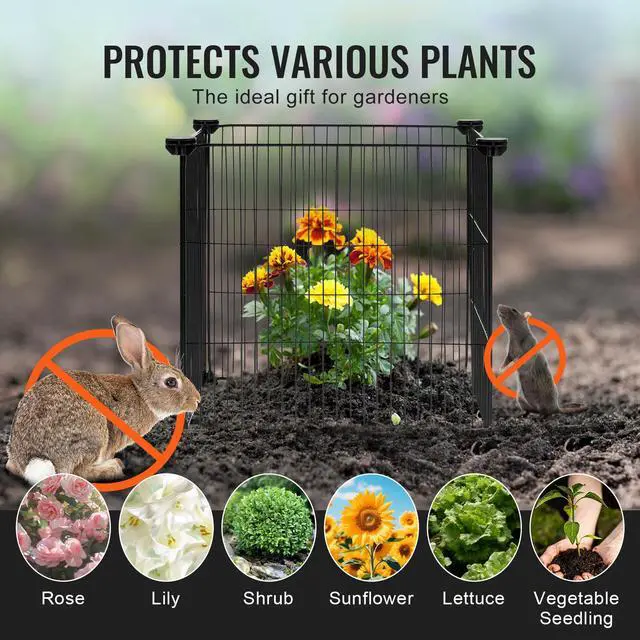 Alt view image 7 of 8 - VEVOR 5 Pack Plant Protector from Animals, 15.35'' x 15.35'' Chicken Wire Plant Protector, Plant Cages for Outdoor Plants, Flowers & Vegetables, Keeps Bunny Chicken Squirrels Out, 20pcs Metal Mesh