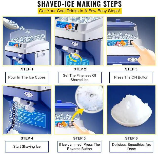 Alt view image 5 of 7 - 110V Commercial Ice Shaver Crusher 441LBS/H with 11LBS Hopper, 300W Tabletop Electric Snow Cone Maker 320 RPM Rotate Speed Perfect For Parties Events Snack Bar